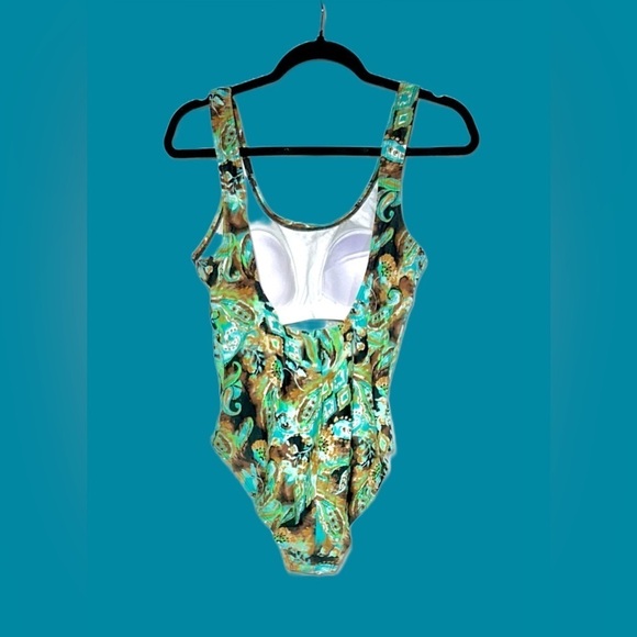 NWT Aliana One-Piece Multicolored Floral Swimsuit w/ Built-In Bra & Low Back, 12 - Picture 3 of 14